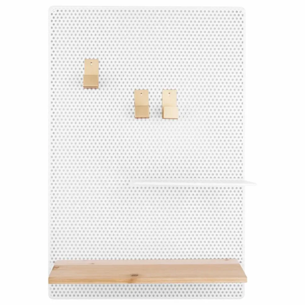 Tableau mémo en métal perforé | Blanc