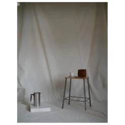 Tabouret Adam, assise en cuir | Argenté