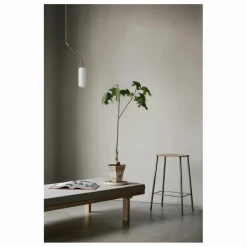 Tabouret Adam, assise en cuir | Argenté