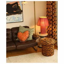 Tabouret brodé Maya Tiger | Camel