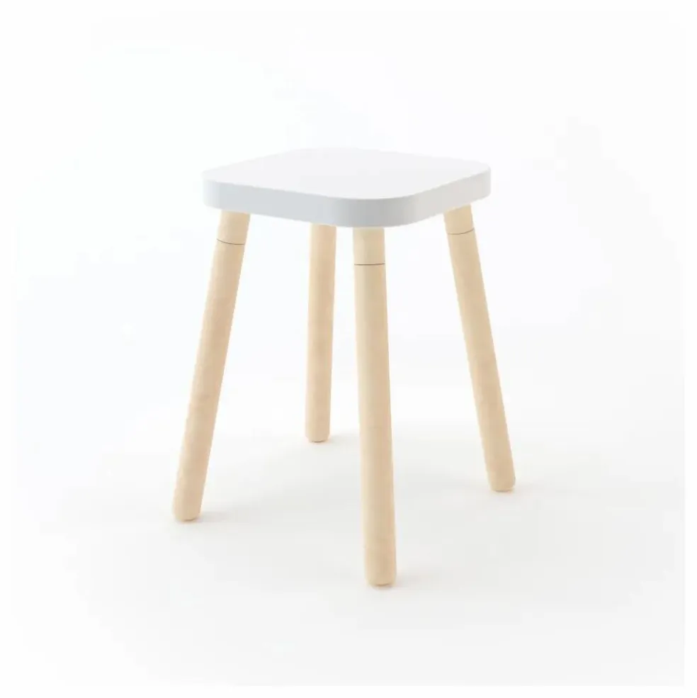 Tabouret carré hauteur réglable | Blanc