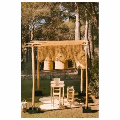 Tabouret de bar en bois brut et palme