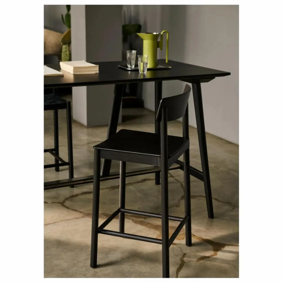 Tabouret de bar sangles noires 65 cm Betty TK12 en frêne | Noir