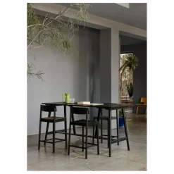 Tabouret de bar sangles noires 65 cm Betty TK12 en frêne | Noir