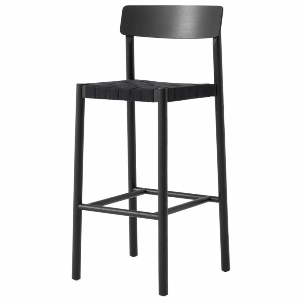 Tabouret de bar sangles noires 75 cm Betty TK15 en frêne | Noir