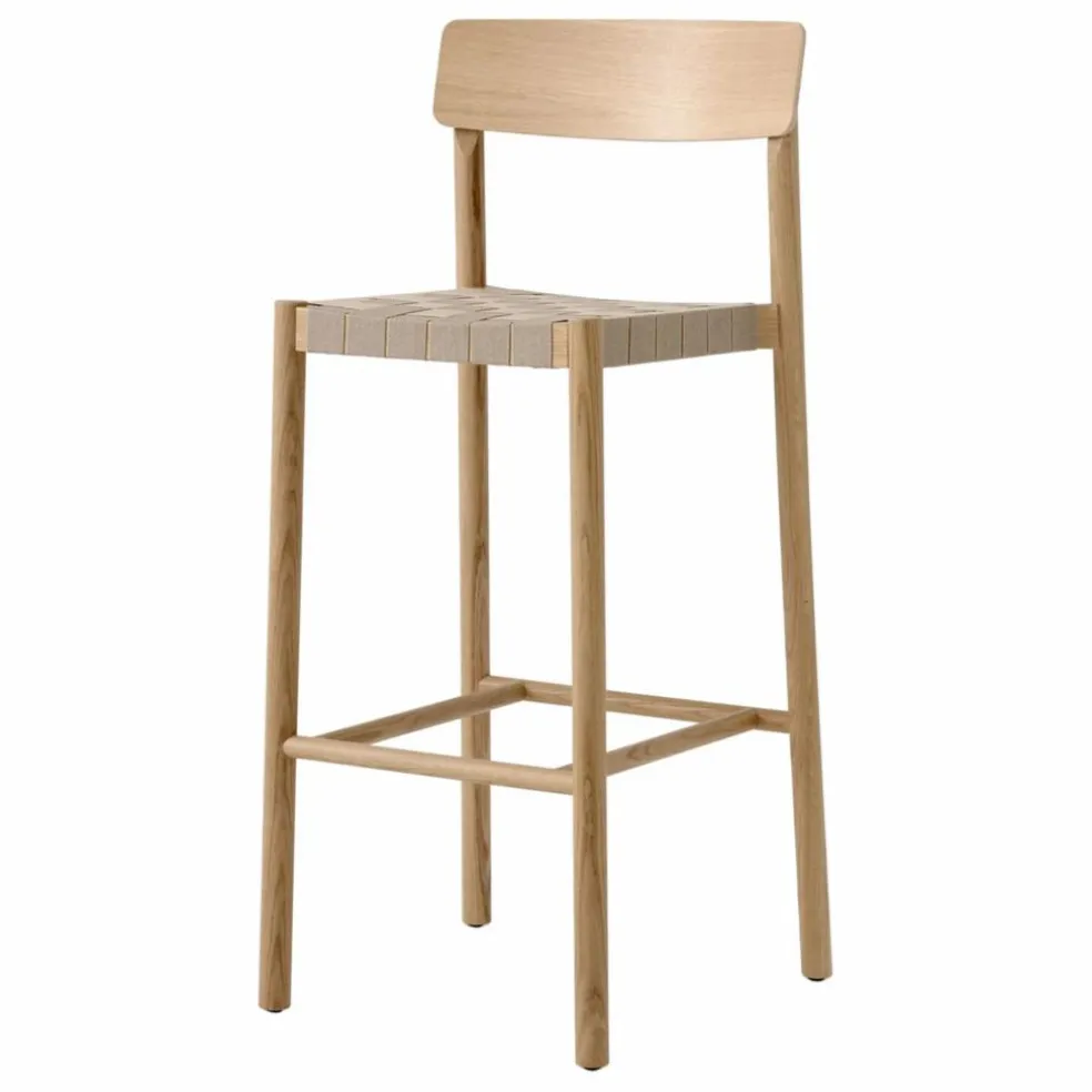 Tabouret de bar sangles naturelles 75 cm Betty TK15 en chêne | Chêne