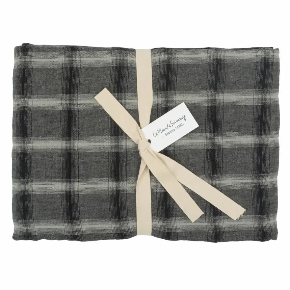 Taie d'oreiller Highlands en lin lavé | Gris foncé