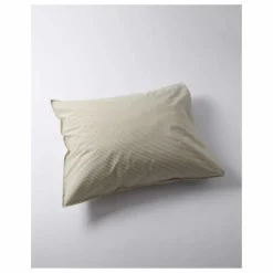 Taie d'oreiller Striped en percale organique - Olive-Ecru | Olive