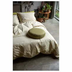 Taie d'oreiller Striped en percale organique - Olive-Ecru | Olive