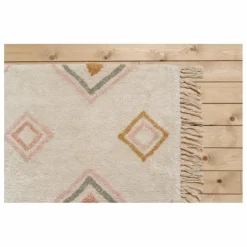 Tapis Aztec en coton recyclé | Rose