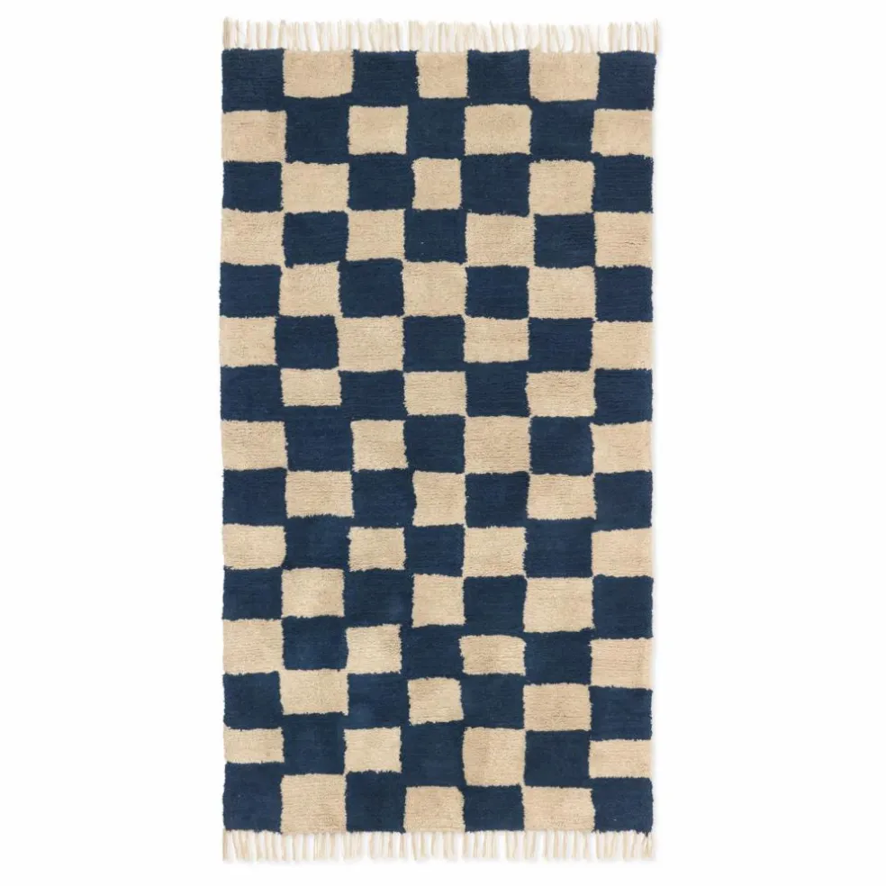 Tapis damier Mara | Bleu