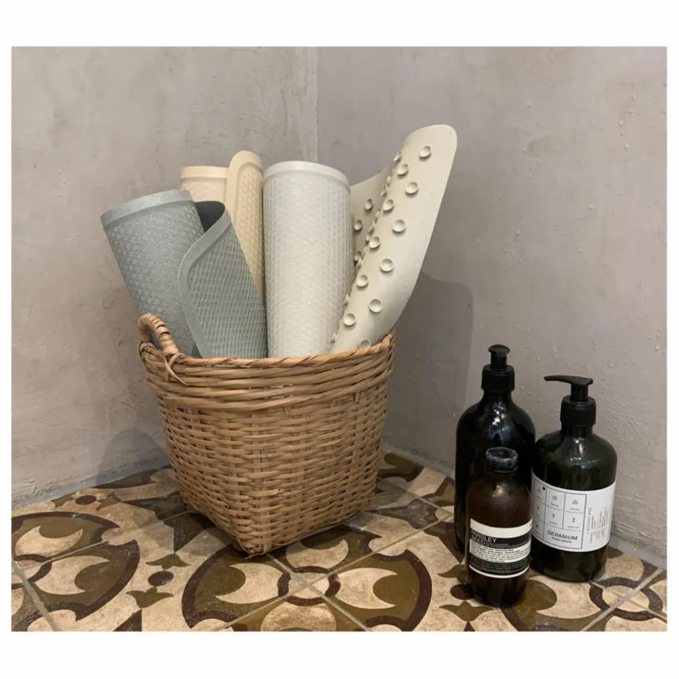 Tapis de bain anti-dérapant en caoutchouc naturel | Gris clair