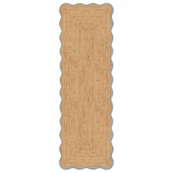 Tapis de couloir en jute Scallop | Bleu