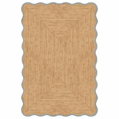 Tapis en jute Scallop | Bleu