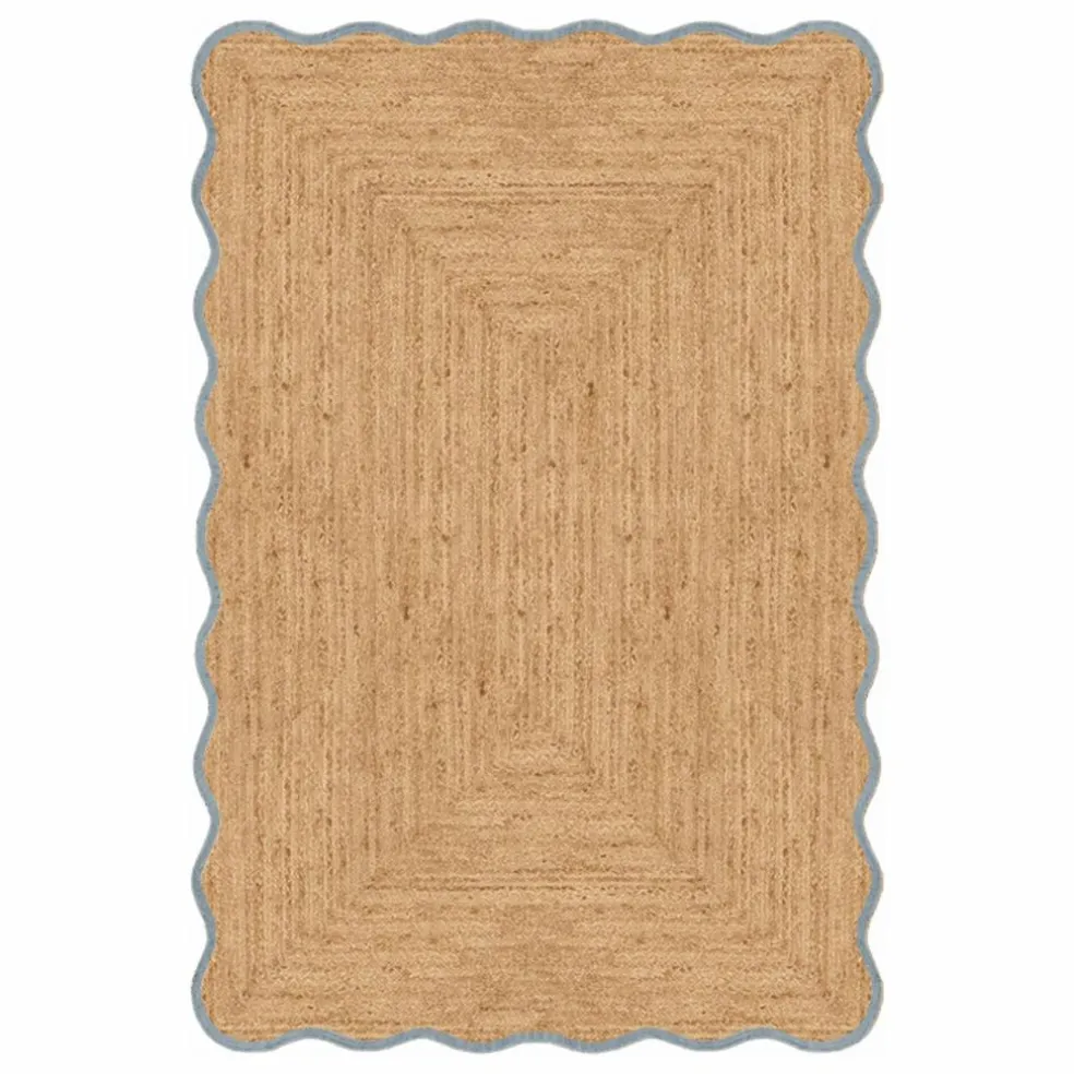 Tapis en jute Scallop | Bleu