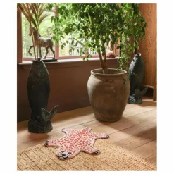 Tapis léopard en laine | Rose