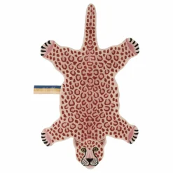 Tapis léopard en laine | Rose