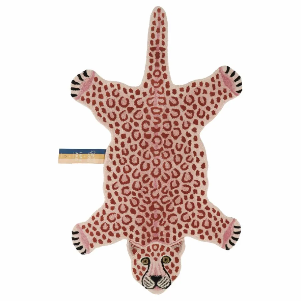 Tapis léopard en laine | Rose
