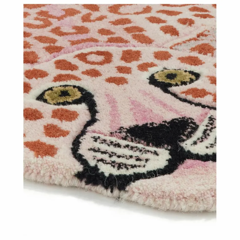 Tapis léopard en laine | Rose