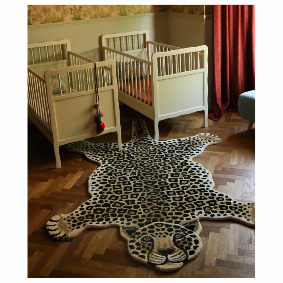 Tapis léopard Loony en laine | Marron