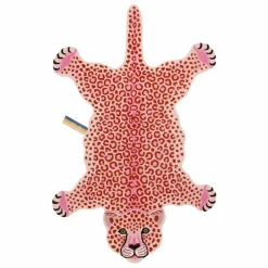 Tapis léopard rose en laine | Rose