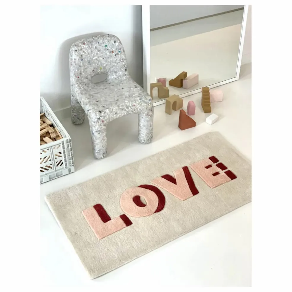 Tapis Love en laine | Rose