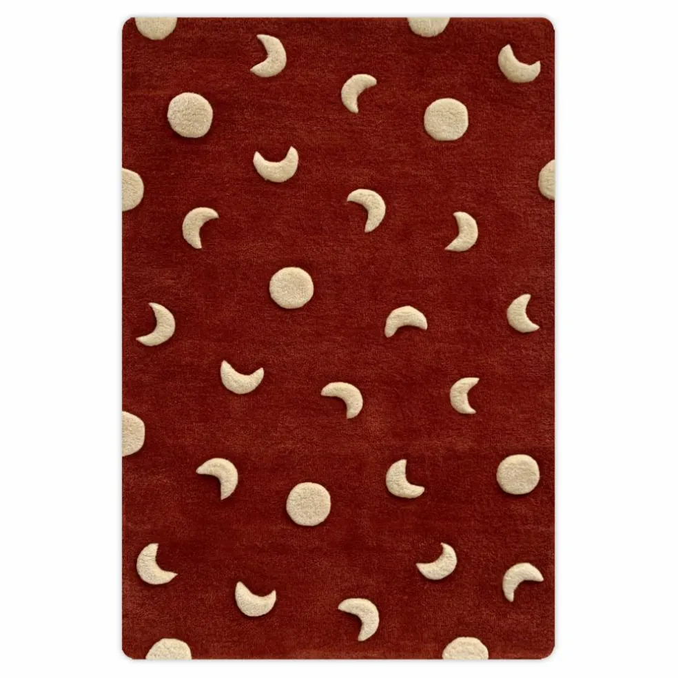 Tapis Lunes en laine | Bordeaux
