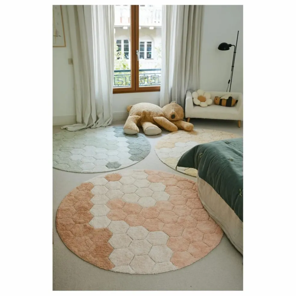 Tapis rond Honeycomb | Bleu gris