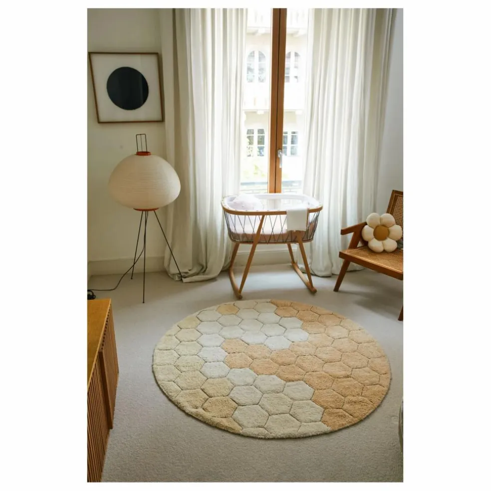 Tapis rond Honeycomb | Golden sand
