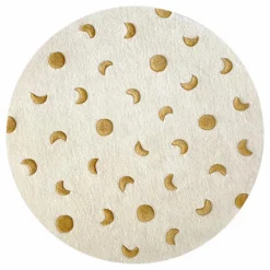 Tapis rond Lunes en laine | Doré