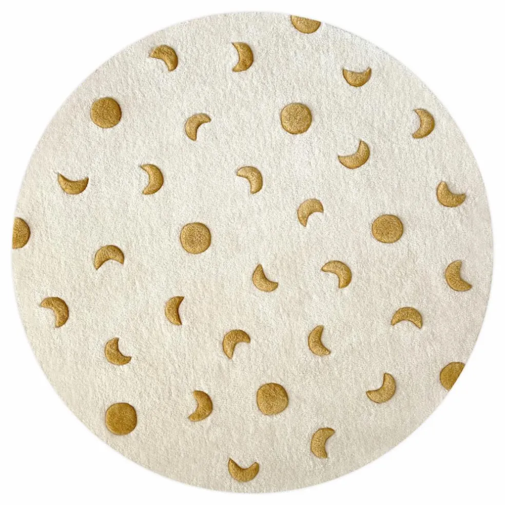 Tapis rond Lunes en laine | Doré