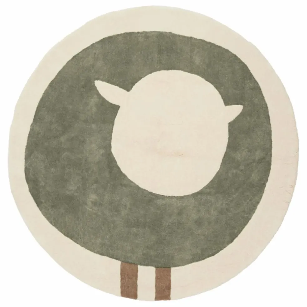 Tapis rond Mouton | Vert kaki