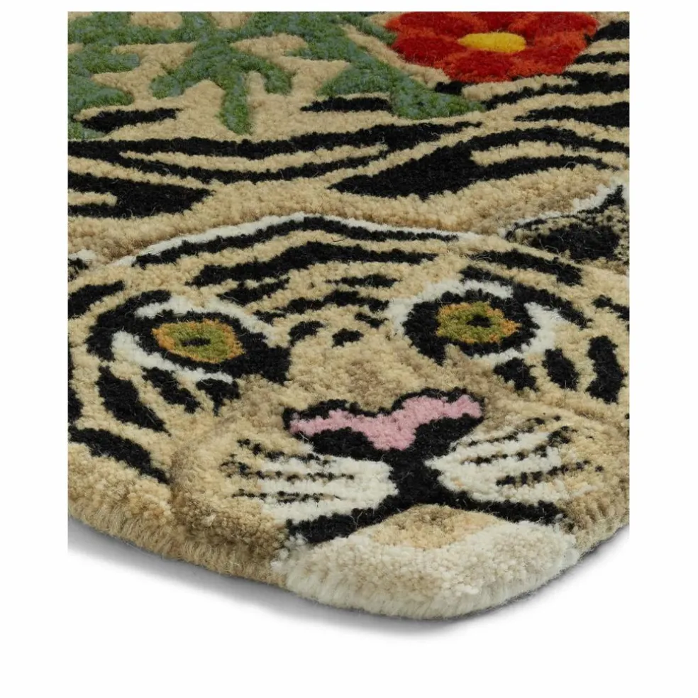 Tapis tigre à fleurs | Beige