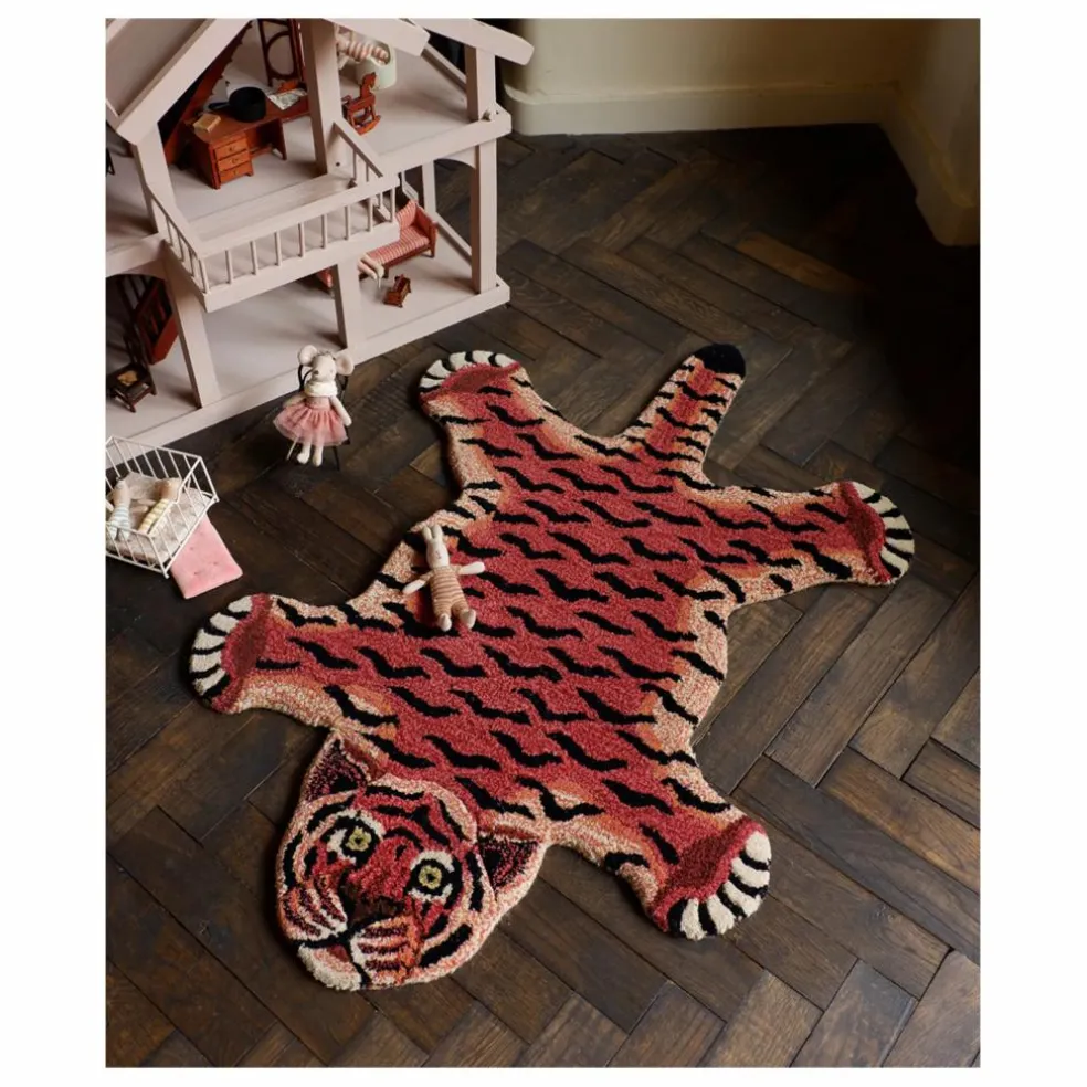 Tapis tigre Tula Wise en laine | Rouge