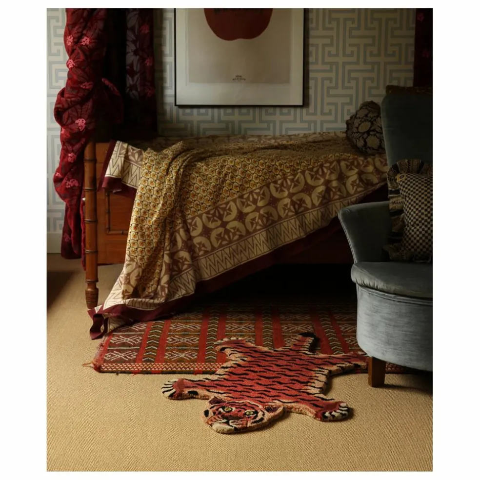 Tapis tigre Tula Wise en laine | Rouge