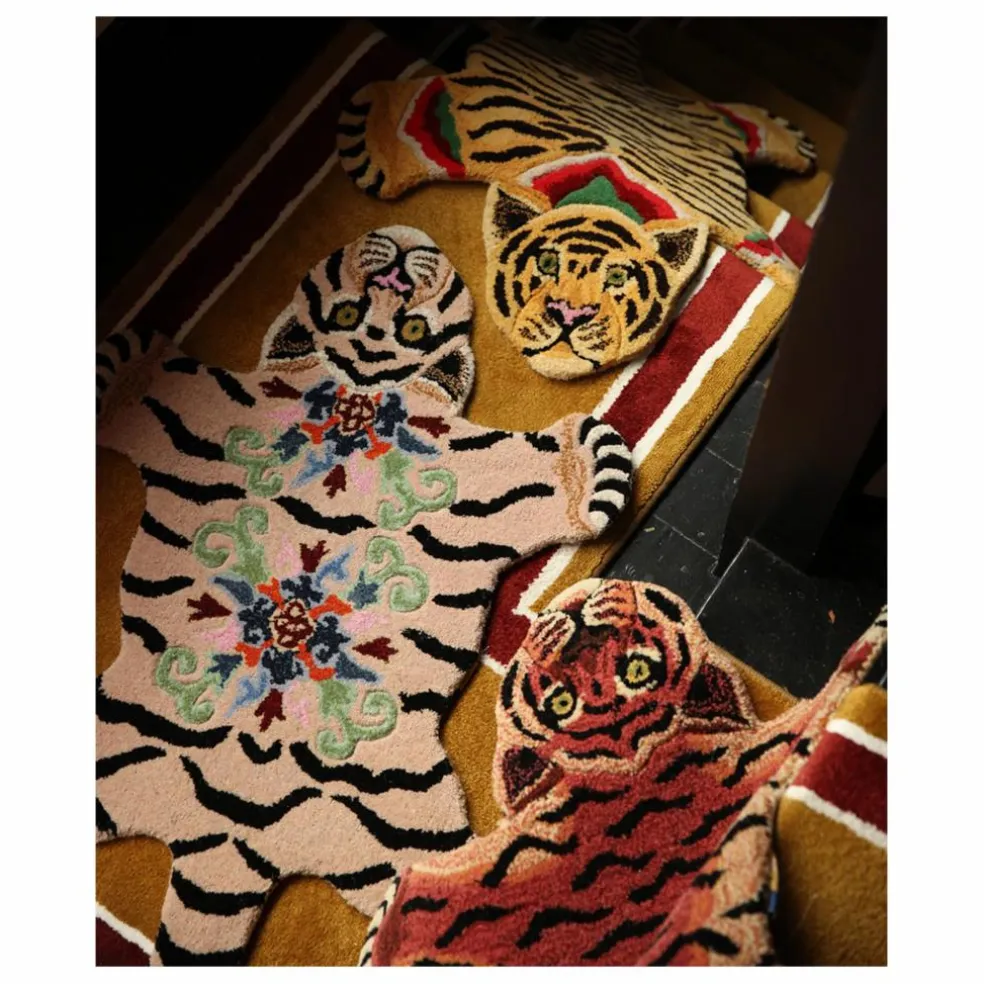 Tapis tigre Tula Wise en laine | Rouge