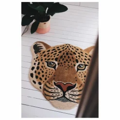 Tapis tête de léopard en laine Himani | Marron