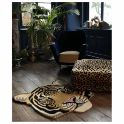 Tapis tête de tigre en laine Rajah | Sable