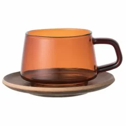Tasse et soucoupe Sepia en teck | Ambre