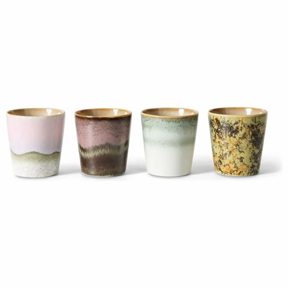 Tasses à café en grès - Set de 4 | Rose