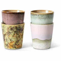 Tasses à café en grès - Set de 4 | Rose