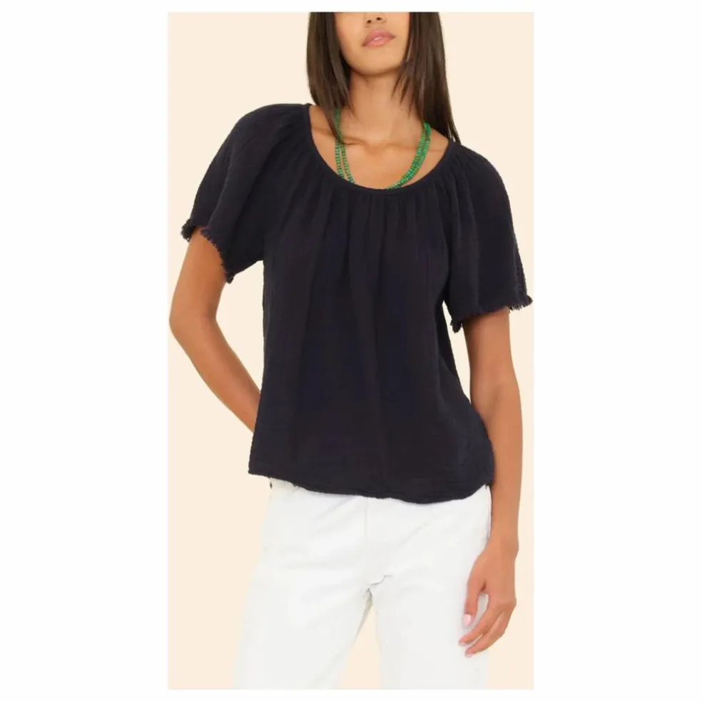 Top Macie Gaze de Coton | Bleu nuit