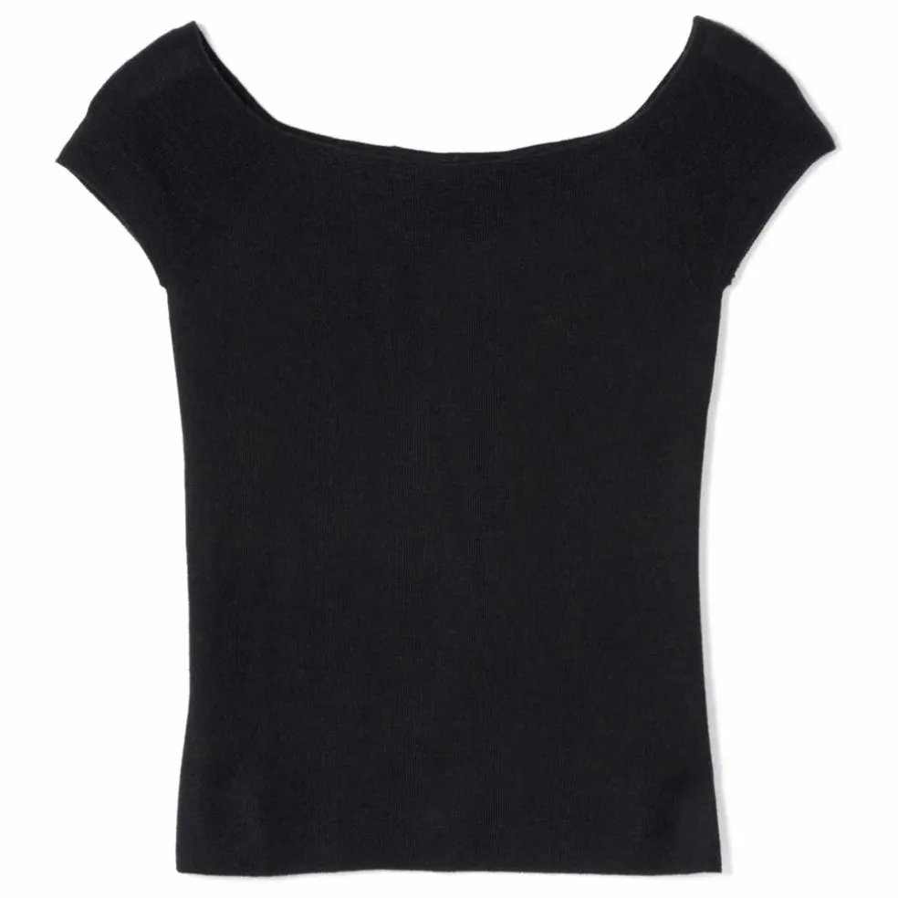 Top Maille Col Bardot Cachemire et Soie | Noir