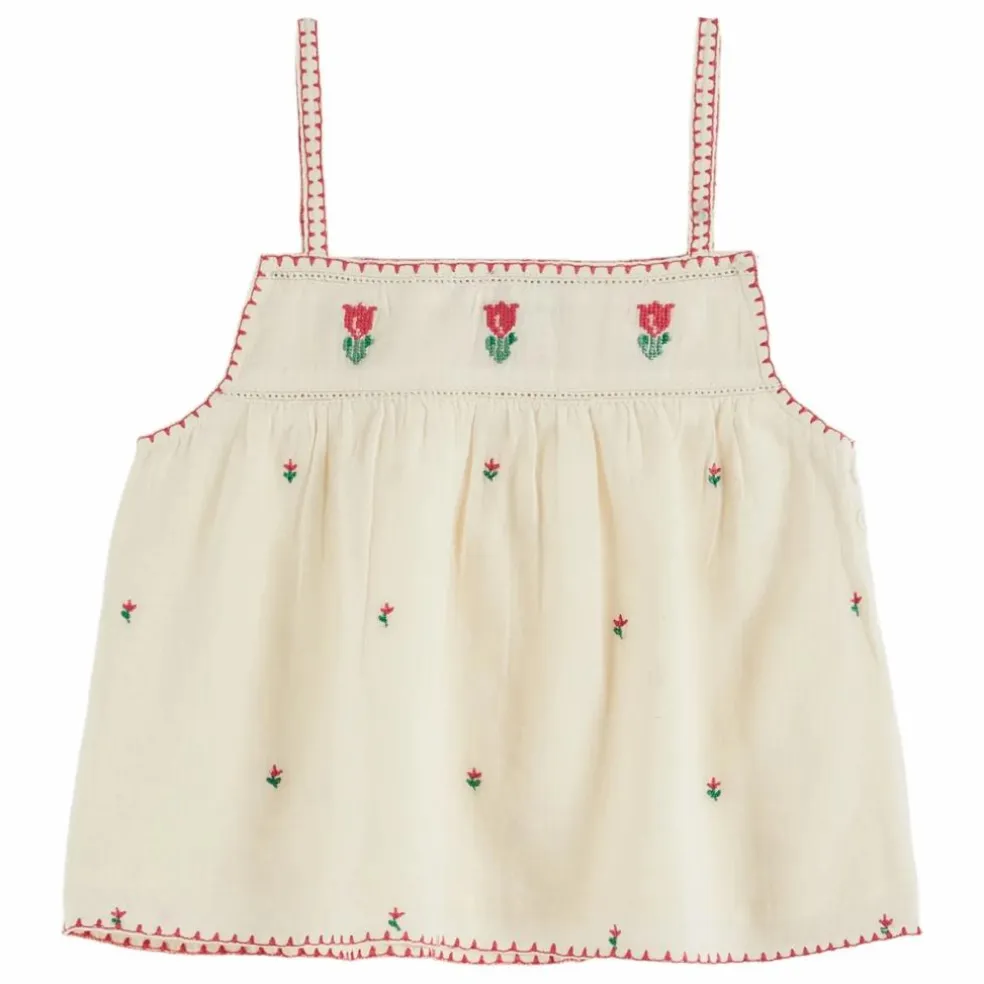 Top Tulipe Brodé | Ecru