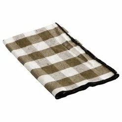 Torchon Bourdon noir toile mimi 48x75 cm | Vichy Kaki