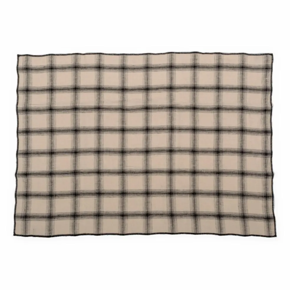 Torchon Highlands à carreaux en lin lavé | Beige rosé