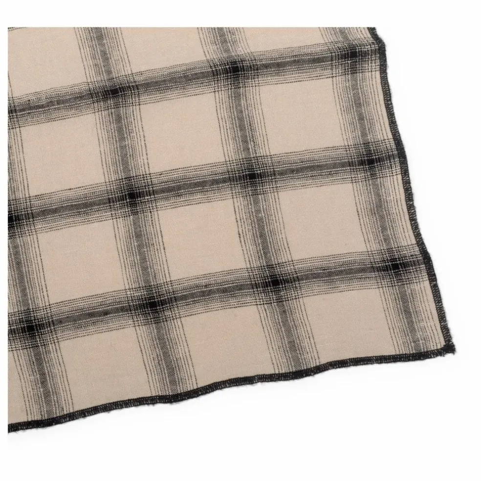 Torchon Highlands à carreaux en lin lavé | Beige rosé