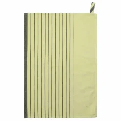 Torchon rayé en coton bio Piero | Jaune pâle