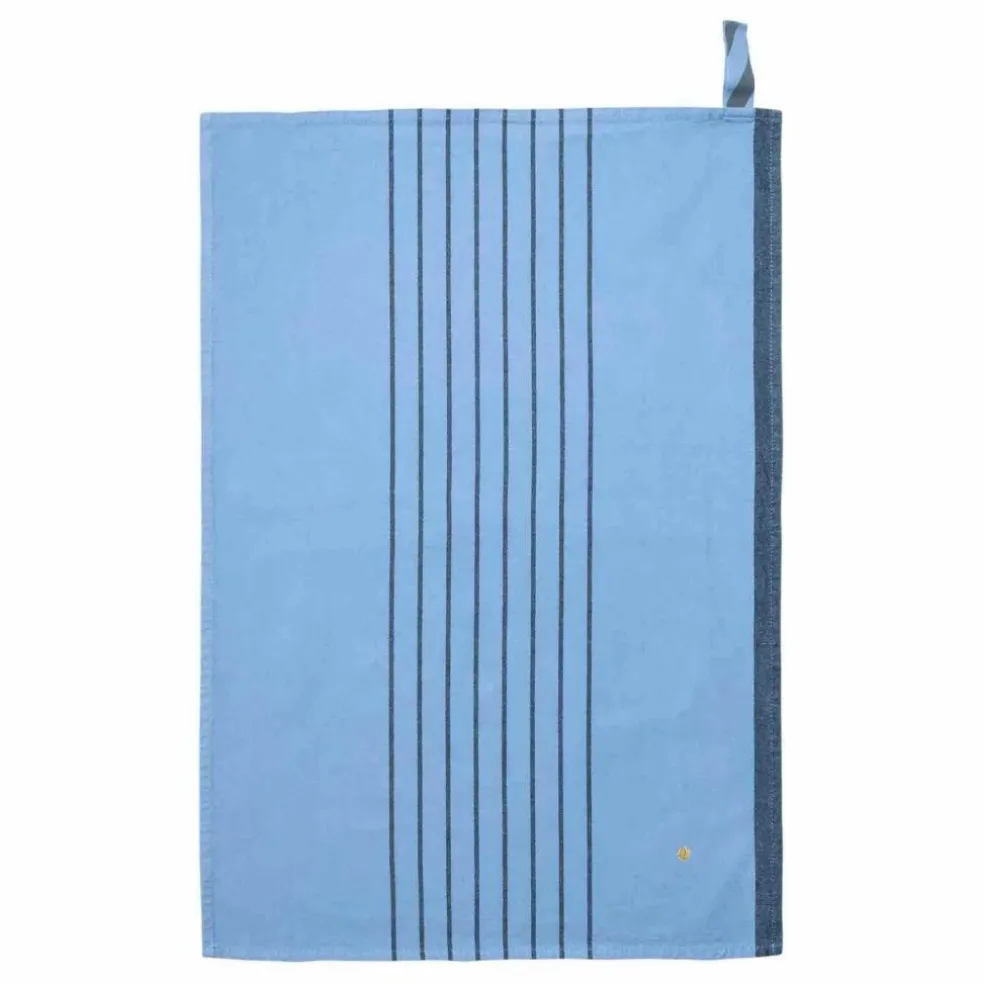 Torchon rayé en coton bio Piero | Bleu ciel