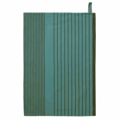 Torchon rayé en coton bio Piero | Vert forêt